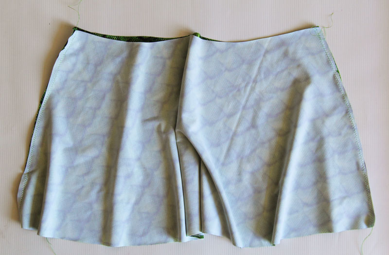 sew sides of half circle skirt